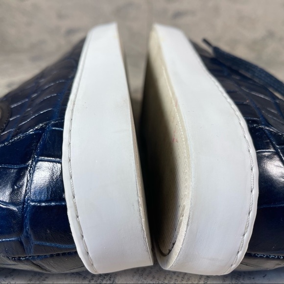 Jigsaw Asa Croc Leather Trainers Navy Blue - Picture 9 of 11